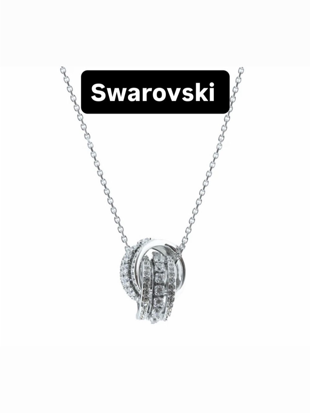 Swarovski Silver Crystal Multi-Band Knot Necklace NIB